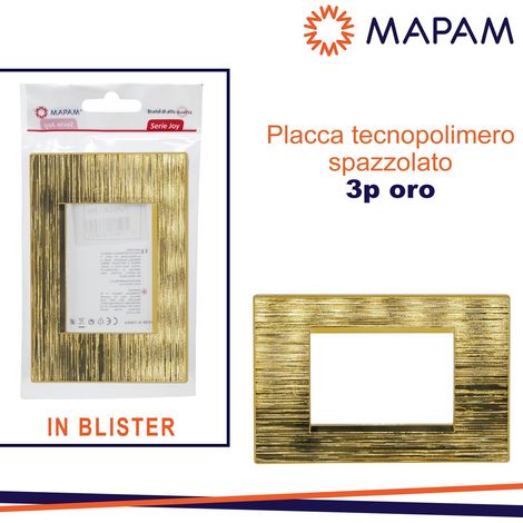 PLACCA TECNOPOLIMERO SPAZZOLATO 3P JOY T3 ORO IN BLISTER