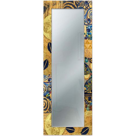 Lupia - Specchio da Parete Moderno MIRROR FANTASY KLIMT GOLD 44x127 cm, Decorazione Stile Artistico, Design per Camera da Letto e Ingresso, Cornice Stampata in Legno (1/4)
