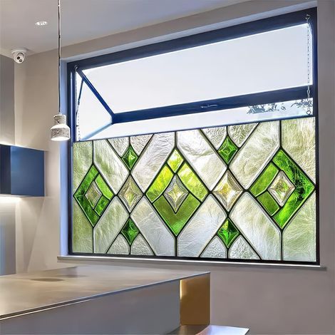 Film pour vitrail, 39,3 x 17,7 pouces, décoration intérieure, film électrostatique en PVC, convient à la maison et au bureau.