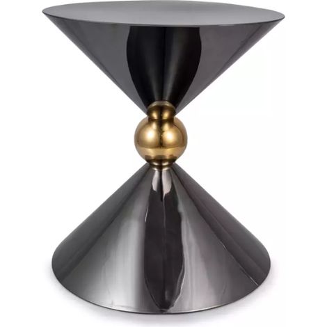 Table d'appoint contemporaine symétrique noir brillant et or style contemporain MIRAGE