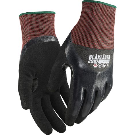 Lot de 6 paires - Gants de travail tactiles enduits de nitrile résistants à la coupure niveau D - Noir 8