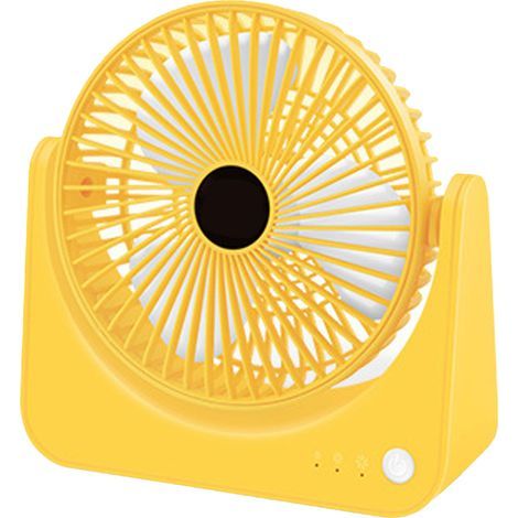 USB Small Desk Fan, Quiet Operation, Portable Mini Rechargeable Desk Fan for Home, Student Dormitory, Office, Yellow (1/5)
