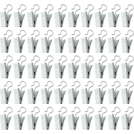 Lot de 50 clips de crochet de rideau en métal pour décoration d'intérieur, photos, art (blanc) (1/5)