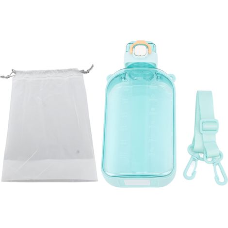 750 ml flache, transparente, auslaufsichere PC-Trinkflasche, leicht und tragbar mit Messskala und Tragegurt für Sport, Reisen, Camping und Fitnessstudio – Grün (1/5)