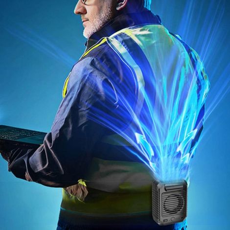 Ventilateur de taille portable d'extérieur de 10 000 mAh, adapté aux chantiers de construction, à la climatisation et à l'utilisation comme batterie externe. (1/5)