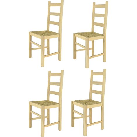 Tommychairs - Set 4 chaises RUSTICA pour cuisine, bar et salle à manger, robuste structure en bois de hêtre poli, non traité, 100% naturel et assise en paille (1/5)