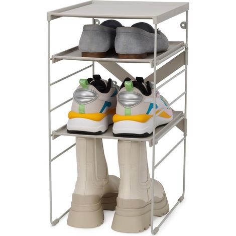 Scarpiera regolabile Ecru Level™by Joseph Joseph, per la conservazione delle scarpeof of Shoes, ripiani regolabili, materiale robusto, design compatto, facile montaggio e pulizia. (1/5)