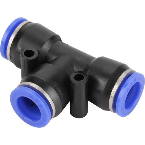 Raccord pneumatique rapide 3 voies en T, 10 pièces, OD 12mm, union à poussoir pour tuyau d'air comprimé (1/5)