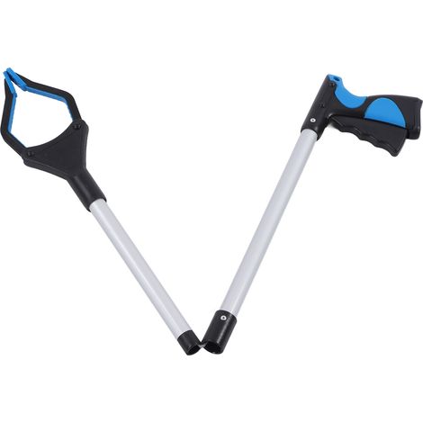 Pince à déchets en alliage d'aluminium et ABS, pliable, légère, portable, bleu-noir, facilitant le ramassage des déchets. (1/5)