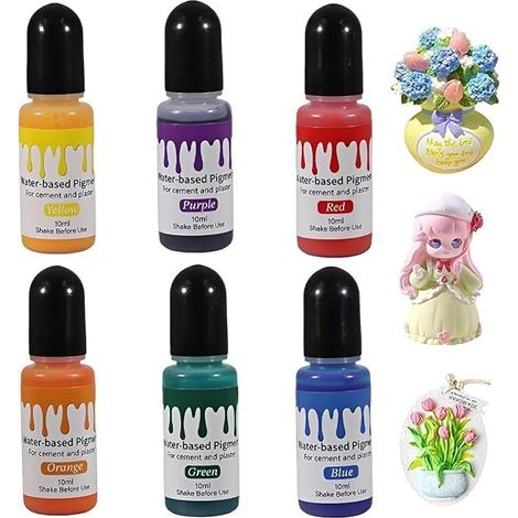Lot de 6 Colorant Liquide pour Silicone,6 Couleurs Pigment de Caoutchouc pour Fabrication de Moules, Moulage et Coulée Résine, Artisanat,10ml Chacune (1/5)
