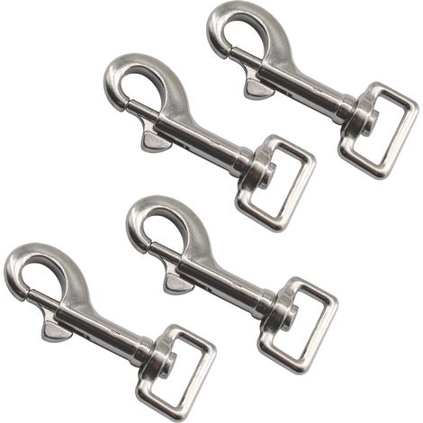Lot de 4 mousquetons à œillet pivotant de 74 mm en acier inoxydable 316 à extrémité unique pour laisse de chien, porte-clés, cordes de bateau et cages (1/5)