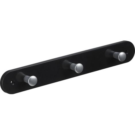Hettich Garderobenleiste 3 Haken 28,0 x 4,0 x 0,8 cm schwarz Hakenleisten