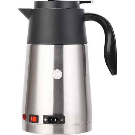 Bouilloire de Voiture, Bouilloires électriques Portables 1300 ML 12/24 V 304 en Acier Inoxydable Voiture Camion Bouilloire Chauffe-Eau Bouteille Cafetière sans Fil pour Voyage(12V) (1/5)