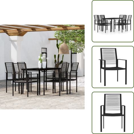 Arredamento da esterno - vidaXL Set da Pranzo da Giardino 7 pz Nero - Tavolo in vetro