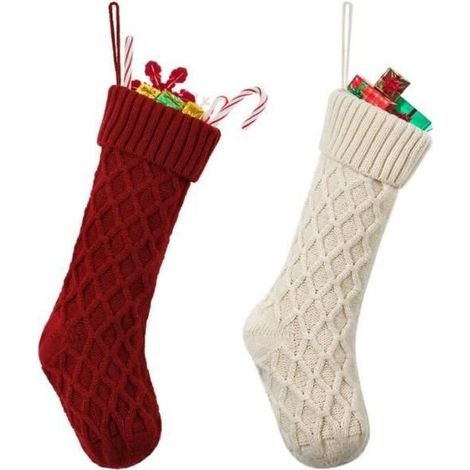Weihnachtsstrümpfe – Partydekoration – Polyester – 46 x 21 cm – Weiß/Rot – Süßigkeitentüte (1/4)