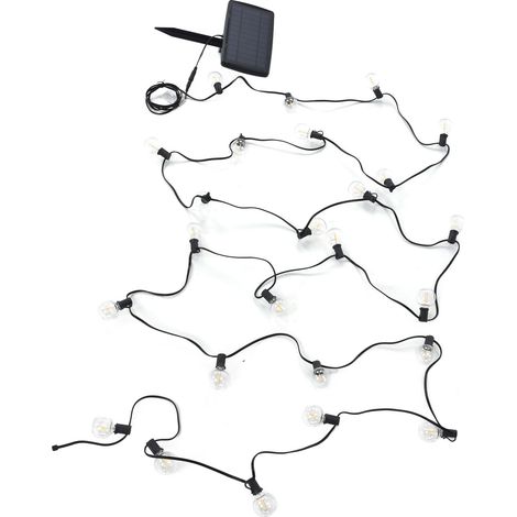 Guirlande lumineuse solaire G40 à 27 LED avec 4 modes d'éclairage, étanchéité IP65, idéale pour jardin, cour, pelouse, fêtes et festivals, lumière chaude, 7,6 m (25 pi). (1/5)