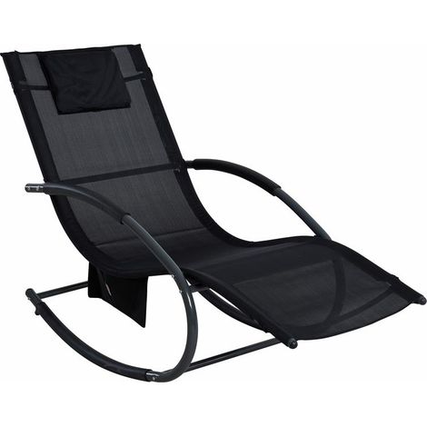 Schaukelliege Sonnenliege Liegestuhl Relaxliege Gartenliege Liege Swing Schwarz
