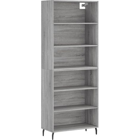 Buffet bahut commode armoire meuble de rangement organisateur cuisine salle de séjour salon sonoma 69,5 x 32,5 x 180 cm bois d'ingénierie gris