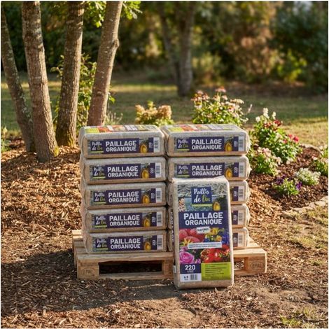 Paillis de lin, organique et naturelle pour jardins potagers, 10 balles de 220l - F-PAI058-10x220