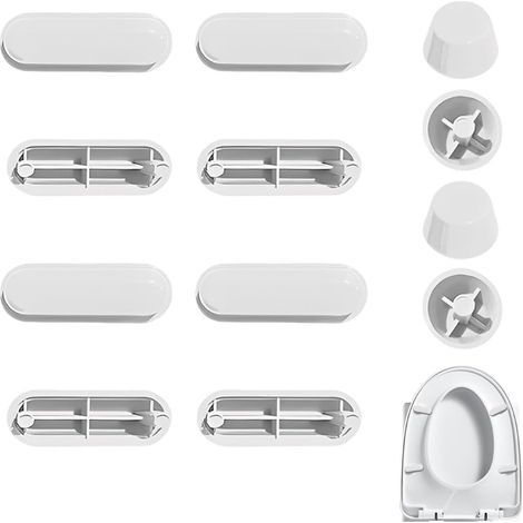 Tampon Abattant Wc,Lot De 12 Patin Abattant Wc,Tampon Abattants Wc Pour La Maison Le Bureau L'Hôtel,8 Tampons Anneaux+4 Tampons Couvercle(Blanc) (1/5)