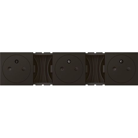 Legrand – Triple prise de courant 2P+T Mosaic – Finition noir – 250V 16A – Connexion rapide par bornes automatiques – Pour intérieur uniquement (1/3)