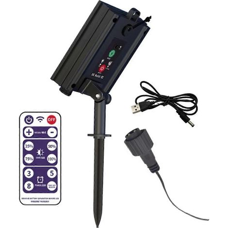 Kit de lampe LED solaire à panneau lithium 24 V avec télécommande et boîtier de batterie solaire, compatible avec les guirlandes lumineuses LED. (1/5)