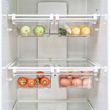 Kühlschrank-Aufbewahrungsboxen, ausziehbare Kühlschrankschubladen, transparente Kühlschrank-Aufbewahrungsboxen mit einem Fach (1/5)