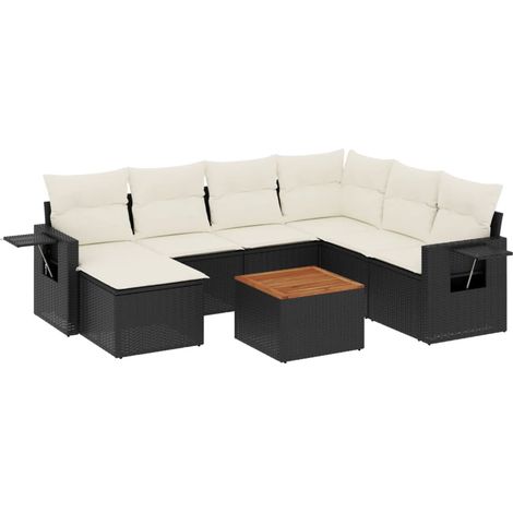 Maison Exclusive - Set Divani da Giardino con Cuscini 8 pz Nero in Polyrattan (1/3)