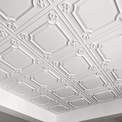 lot de12 Dalles de Plafond, Panneaux de Rosace Plafond Suspendu (1/5)