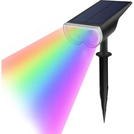 Projecteur LED solaire - Mural ou piquet - 3 W - IP65 - 300 lm - Noir - Wolix RGB - 401048 - Xeta (1/2)