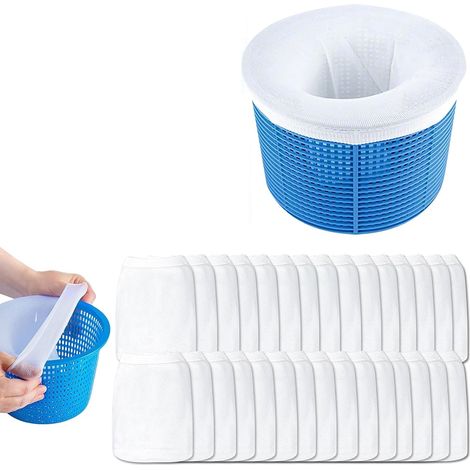 Chaussette Skimmer Piscine - 22 x 13 cm - Nylon Élastique Réutilisable - Pour Panier Écumeur Standard - Lot de 30 (1/5)