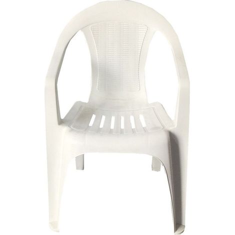 TRADE SHOP - Set 2pz Sedia Bianca In Plastica Monoblocco Impilabile Con Braccioli 53x43x78cm 007359 -
