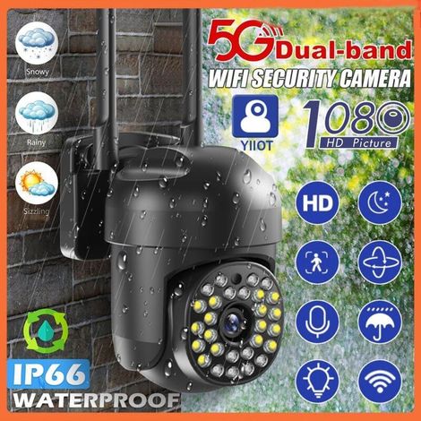 Caméra de sécurité extérieure sans fil - 5G - PTZ 2MP - 2.4G/5GHz Dual Bands - Vision nocturne couleur - Alarme son/lumière - Détection de mouvement - Suivi automatique - Conversation bidirectionnell (1/5)