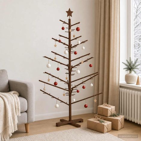 vidaXL Arbre de Noël en bois 150 cm Bambou et bois de pin massif (1/5)
