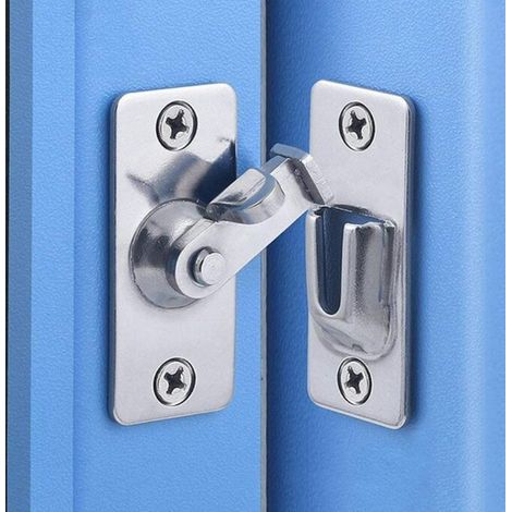 Paire de serrures de porte en acier inoxydable à angle droit à 90 degrés pour clôtures, portes, fenêtres et portes coulissantes en bois (argent) (1/5)