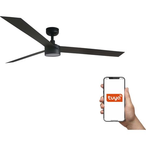 Faro Cruiser Ventilateur de plafond XL 3 pales noir mat avec éclairage 2700 - 4000 - 6500 K, système intelligent Tuya (1/4)