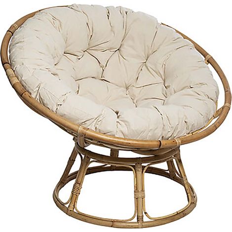Fauteuil chaise en rotin coloris beige pour terrasse jardin et salon - Longueur 113 x largeur 109 x Hauteur 80 cm (1/5)