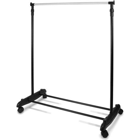 Portant à vêtements - JUANIO - réglable 90-160 cm - roulettes - noir/chrome