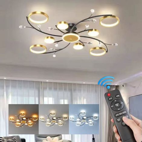 Suspension encastrée, plafonnier LED moderne, luminaire décoratif, convient aux salons, chambres et salles à manger (8+1, lumière tricolore) (1/5)