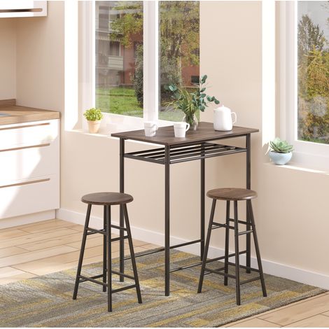 MEUBLIV Conjunto de bar de 3 piezas 80 x 50 x 90 cm negro – almacenaje bajo tablero (1/5)