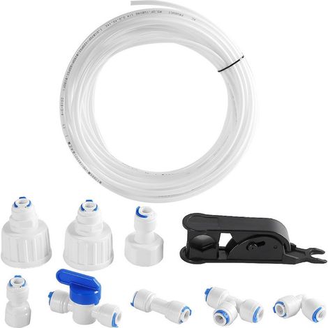 Tuyau d'alimentation en eau, kit de connecteurs de réfrigérateur Universel Set de Raccordement Eau Tuyau Eau Réfrigérateur Tube de Filtre pour Réfrigérateurs Européen/Frigo Americain (20m) (1/4)