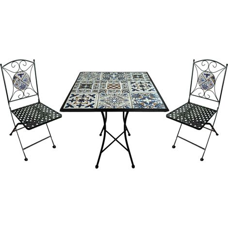 Axi Camilla Table Et Chaise Bistrot, 2 Chaises 1 Table, Ensemble Bistro Extérieur, Mosaique Bleu Clair - Salon De Jardin Bistrot, Table Bistrot Pour Jardin/Balcon/Terrasse (1/5)