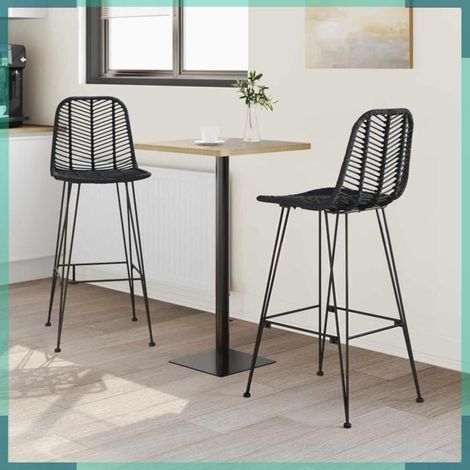 42011549 Chaise de bar 2 pcs Noir 44,5 x 53 x 111 cm Rotin et métal (1/5)