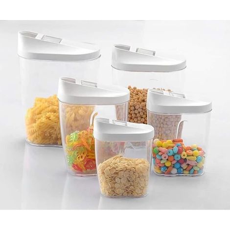 Boîtes de conservation lot de 5 Pièces - Transparent hermétique alimentaire Boite de conservation à Céréales Fruits Secs (1/4)