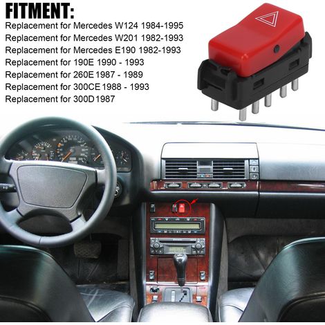 Interruptor de luz de emergencia roja 1248200110 para Mercedes W124 W201 W202 (1/5)
