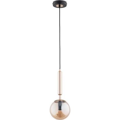 Alfa VOLDA PICOLO Minimalist Globe Pendant Light, Brass/Old Gold & Black Metal, 15cm, H85cm, 1xE14 Max 10W, Ceiling Hanging Lamp, Dimmable Ready, for Kitchen Island Dining Table