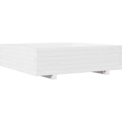 Vassoio per fioriera aiuola rialzata piante fiori terrazza giardino 90 x 90 x 26,5 cm legno di pino massiccio bianco 020038049