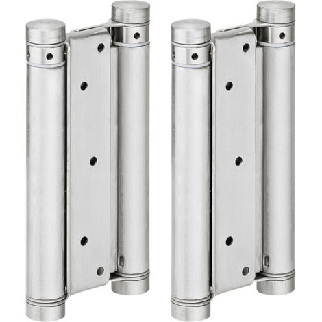 1x Paire Paumelle de Porte Va et Vient 180° Ressort Double Action Porte à Recouvrement jusqu'à 70 kg Charnière Saloon Western, Acier inoxydable (1/3)