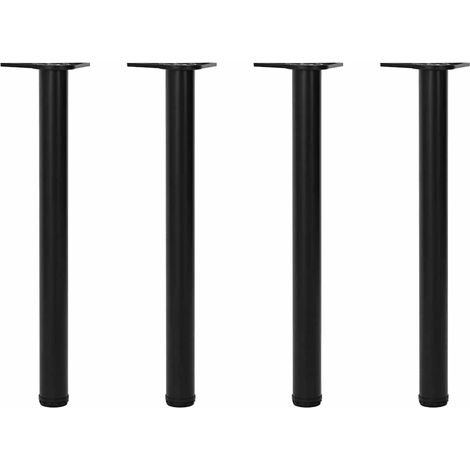 4 pieds de table réglables en hauteur, noirs, 710 mm