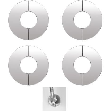 4 Pcs Douche Cache Tuyau En Acier,Acier inoxydable Rosace Robinet Mitigeur Douche,pour Robinets,Tuyaux,DiamèTre Intérieur 42 mm,Argent (1/5)